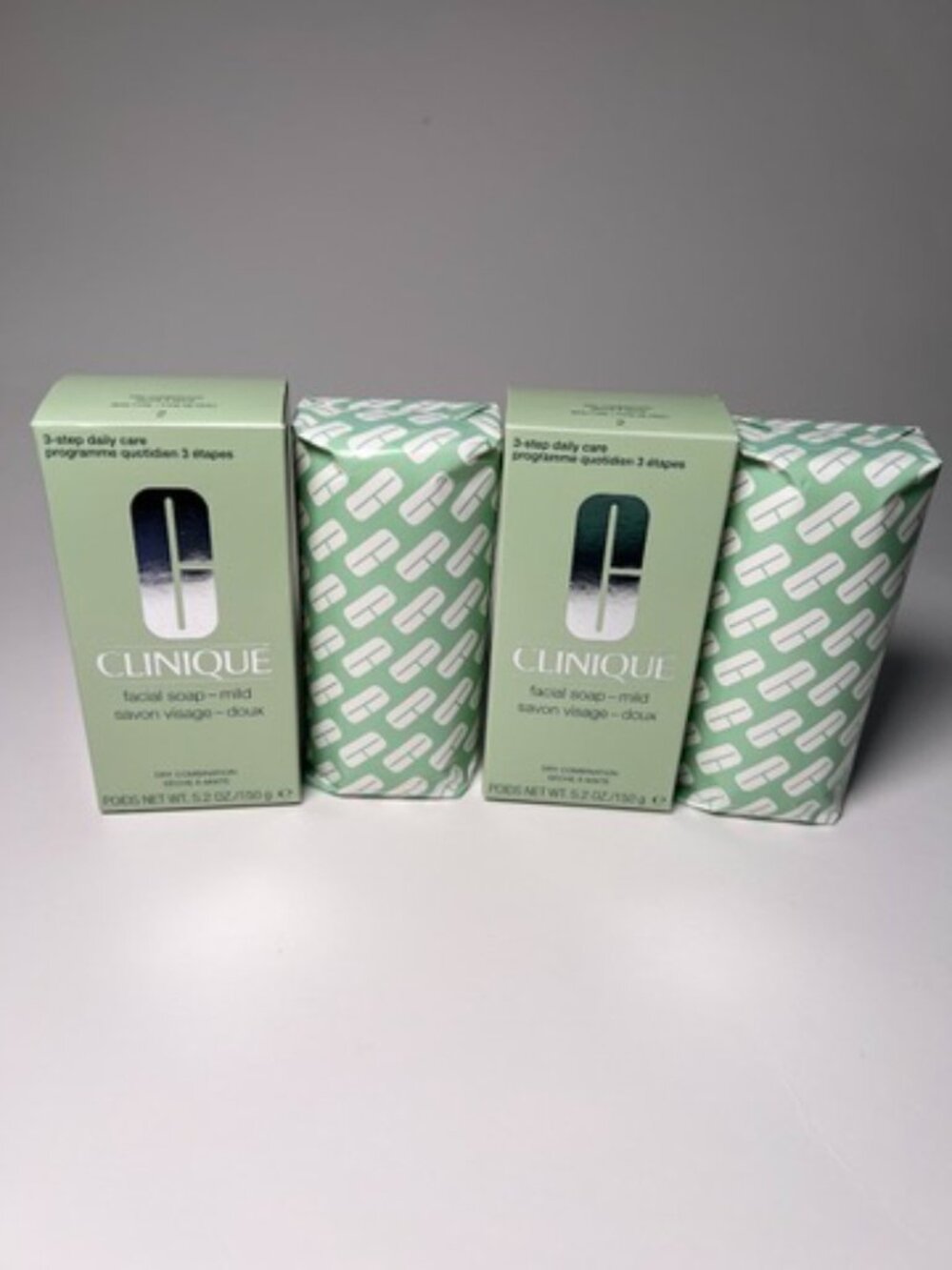 LOT of 2 Clinique Facial Bar Soap MILD Dry Combination Skin Full Size 5.2 oz